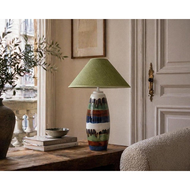 Textile Ceramic Table Lamp from Vincent Cadeaux S.A., France, 1960s-1970s For Sale - Image 7 of 11