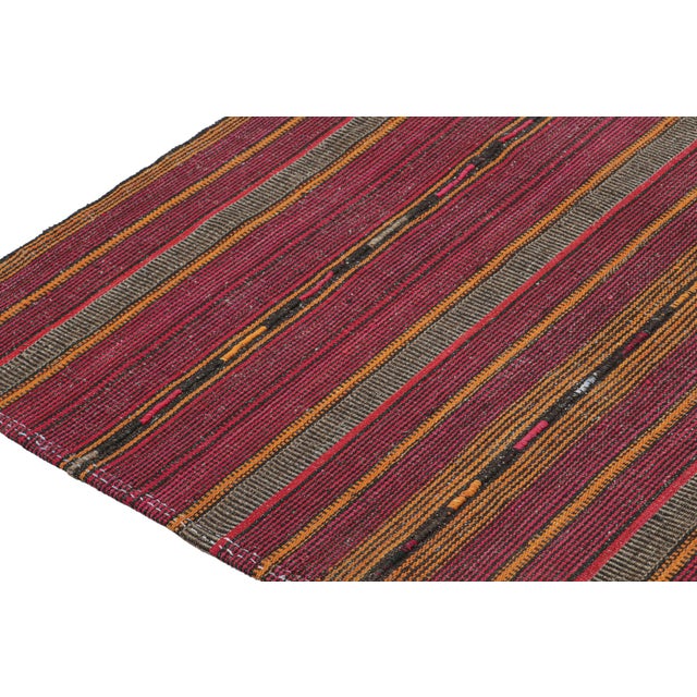 1950s Vintage Palas Persian Kilim in Pink and Ochre Stripes, From Rug & Kilim - 5'10''x5'5.5'' For Sale In New York - Image 6 of 7