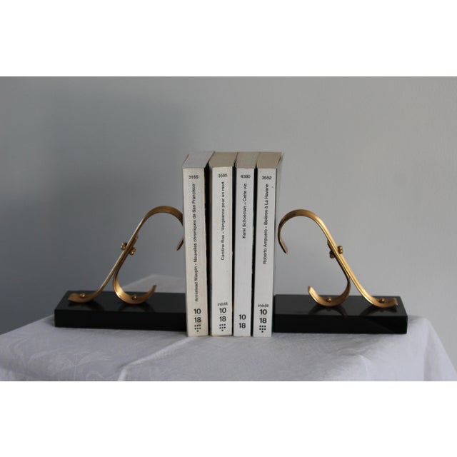 Art Deco Gold Bookends in Black Marble, 1970s, Set of 2 For Sale - Image 14 of 14