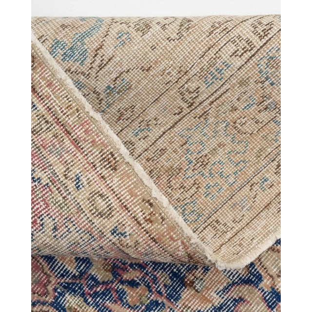 1970s Vintage Turkish Oushak Handmade Wool Cotton Blue Area Rug For Sale - Image 11 of 11