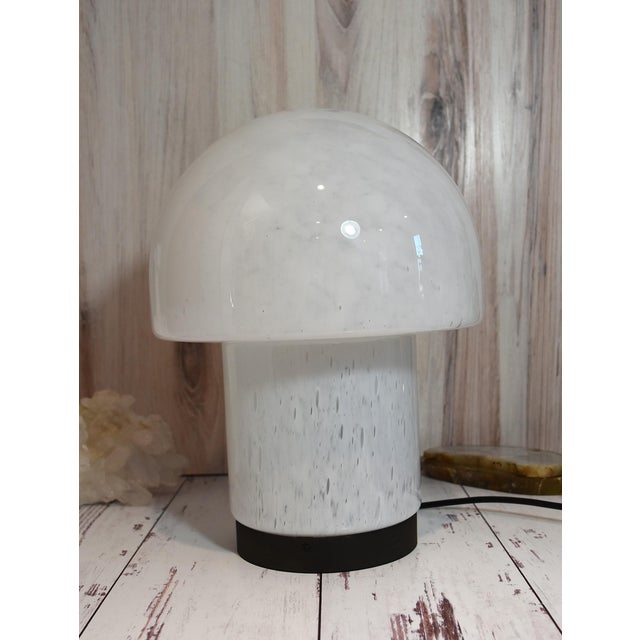 Vintge 1970s Glashutte Limburg White Glass Mushroom Table Lamp What a fun piece of vintage glass. Made of a solid piece of...