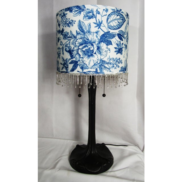 Vintage Tiffany Style Iron Bronze Lamp With Shade For Sale - Image 16 of 16