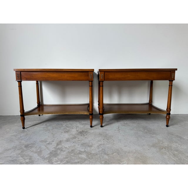 Pair of Vintage John Scalia for Schmieg & Kotzian Galleried Style One-Drawer Nightstands For Sale In Miami - Image 6 of 16