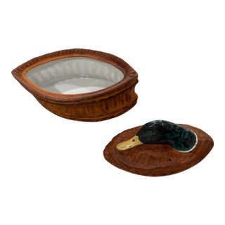 Antique French Pillivuyt Duck Terrine With Lid, Late 19th Century For Sale