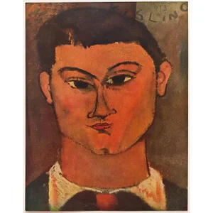 1958 After A. Modigliani "Head of Kisling", First English Edition Full-Color Print