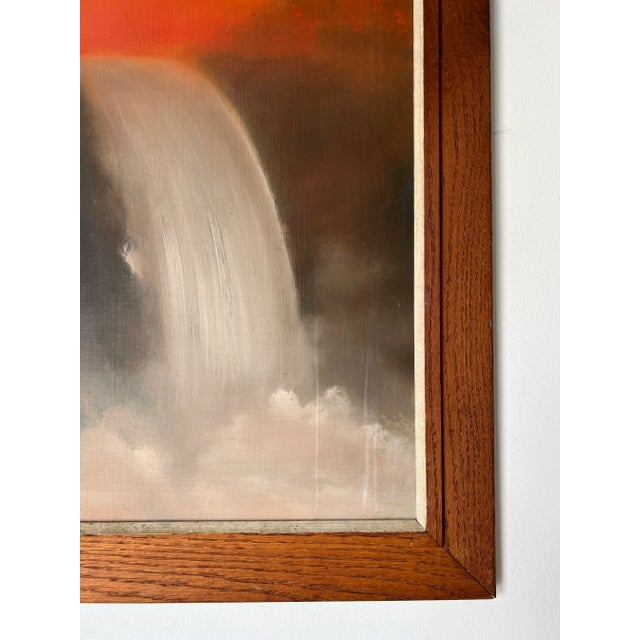 70's Vintage Stevens Waterfall Landscape Oil Painting, Framed/ Sold For Sale - Image 9 of 13