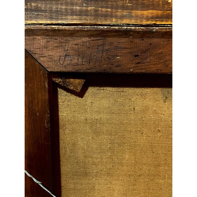 19th century American nice painted mountain & waterfall landscape oil painting with frame. Artist signed on the backside...