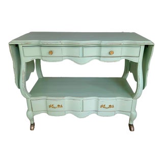 White Fine Furniture French Provincial Drop Leaf Server, Freshly Painted For Sale