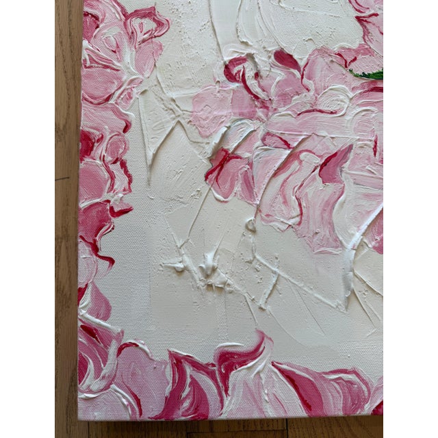 Spring in Full Bloom High Textured Acrylic Impasto Painting, Ivory, Blush, Green For Sale - Image 14 of 18