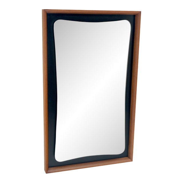 Large Oiled Walnut Frame Mid-Century Modern Wall Mirror Mint For Sale