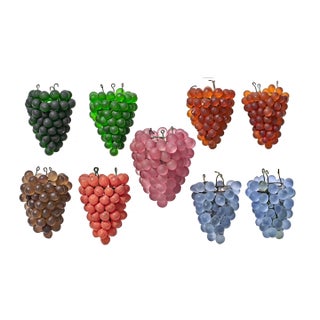 1930s Attributed to Murano Art Nouveau Multicolor Grape Cluster Lamp Shades - Set of 9 For Sale