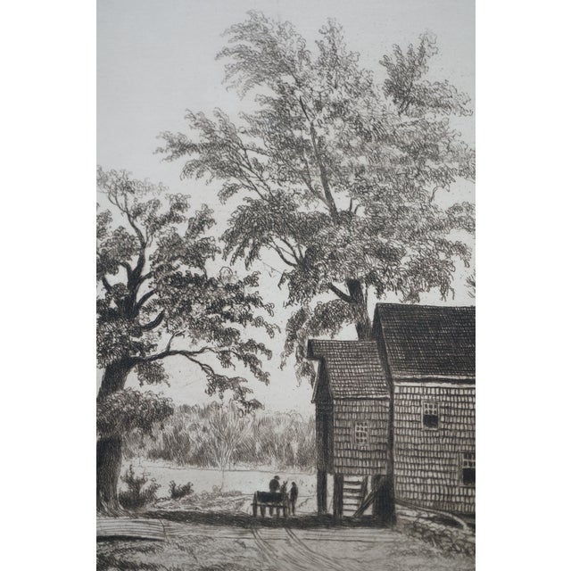Antique William De La Montagne Cary Fishing Near the Old Mill Landscape Etching For Sale - Image 10 of 11