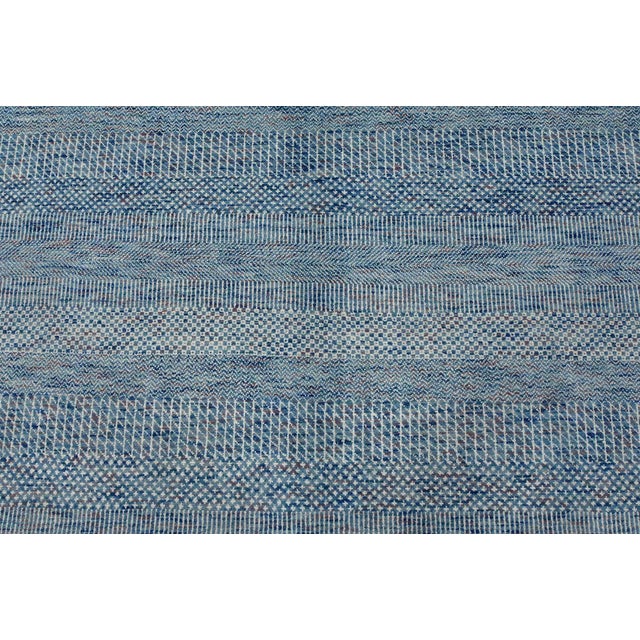 Fine Contemporary Rug 9’1” X 12’3” Blue Wool Hand-Knotted Carpet For Sale In Philadelphia - Image 6 of 13