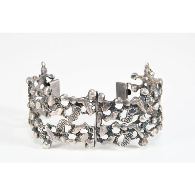 Mid-Century Modernist Brutalist 835 Silver Bracelet by Pegria in the style of Guy Vidal, Italy, 1960s For Sale - Image 9 of 10