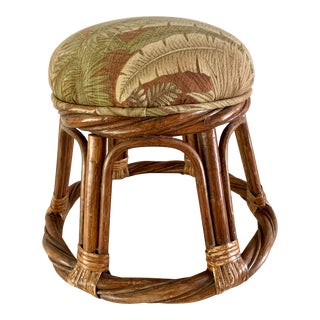 Mid Century Bamboo Ottoman Footrest Stool Bentwood For Sale