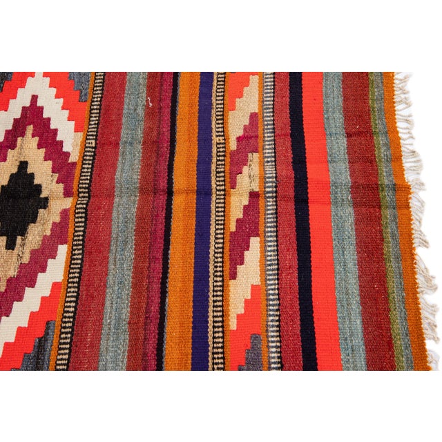 Mid-20th Century Turkish Kilim Multicolor Handmade Tribal Wool Rug For Sale In New York - Image 6 of 8