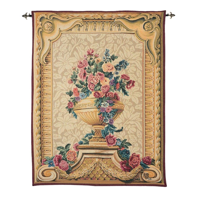 Vase Chambord Loom Woven Tapestry - 97 X 72 Cm (3'2" X 2'5") - Requires Rod Size 2 For Sale