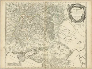 Antique Map of the Southern Part of European Russia and Ukraine, 1752