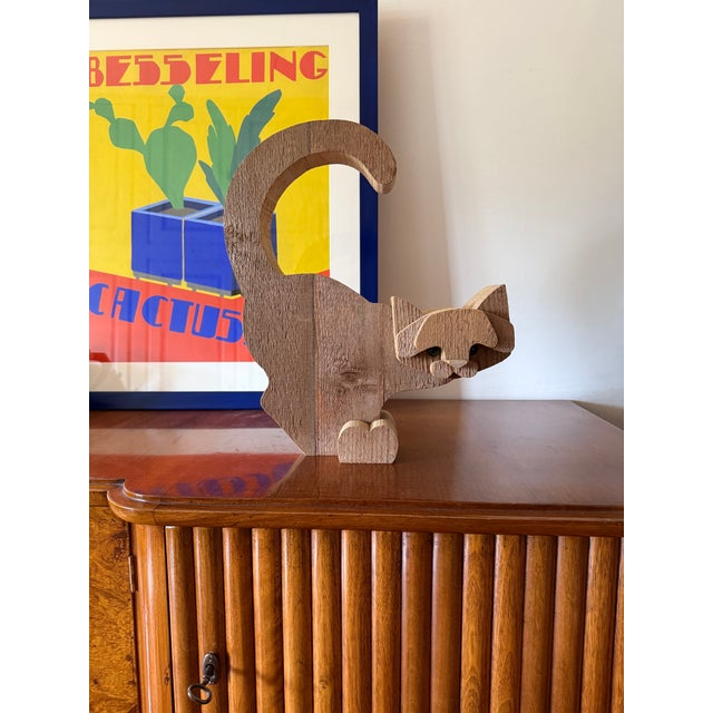 Bottega Michelangeli, Cat Wood Sculpture, Orvieto Italy 1970s For Sale - Image 9 of 11