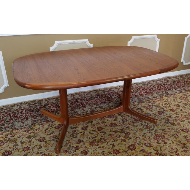 1970s Dyrlund Teak Danish Modern Trestle Dining Table | Chairish