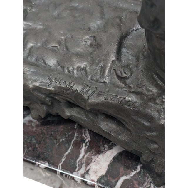 Auguste Moreau "Girl on a Swing" Bronze Statue With Marble Base by Auguste Moreau For Sale - Image 4 of 4