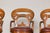 Wood Swivel Bar Stools with Carved Backs and Faux Leather Seats – Set of 3 For Sale - Image 7 of 12