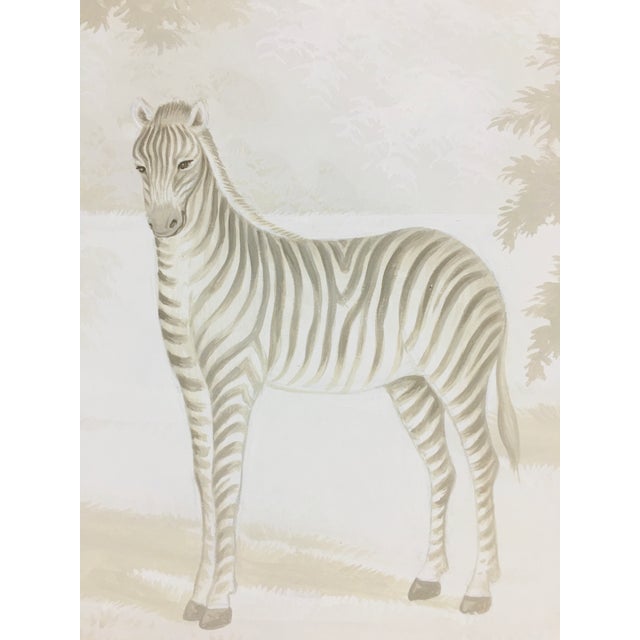 Not Yet Made - Made To Order Monochrome Safari Hand-Painted Panoramic Wallpaper, 5-Panel Set For Sale - Image 5 of 5