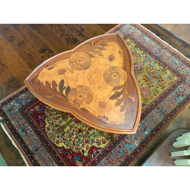 Antique Louis Majorelle Inlaid Poppies Occasional Trefoil Table For Sale In Philadelphia - Image 6 of 12