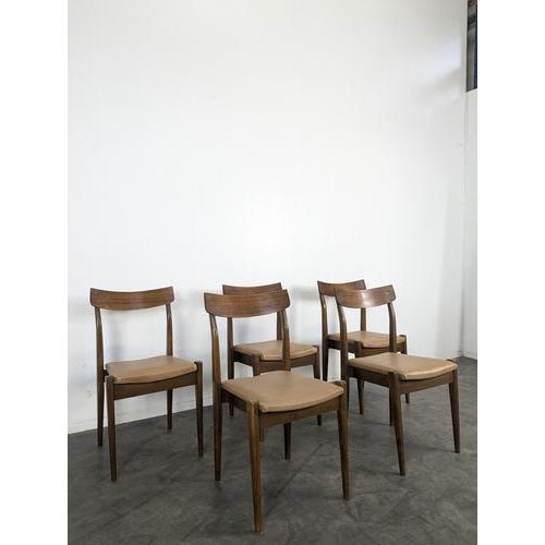 Vinatge Scandinavian Brown Chairs, Set of 5, in Very Good conditions.
