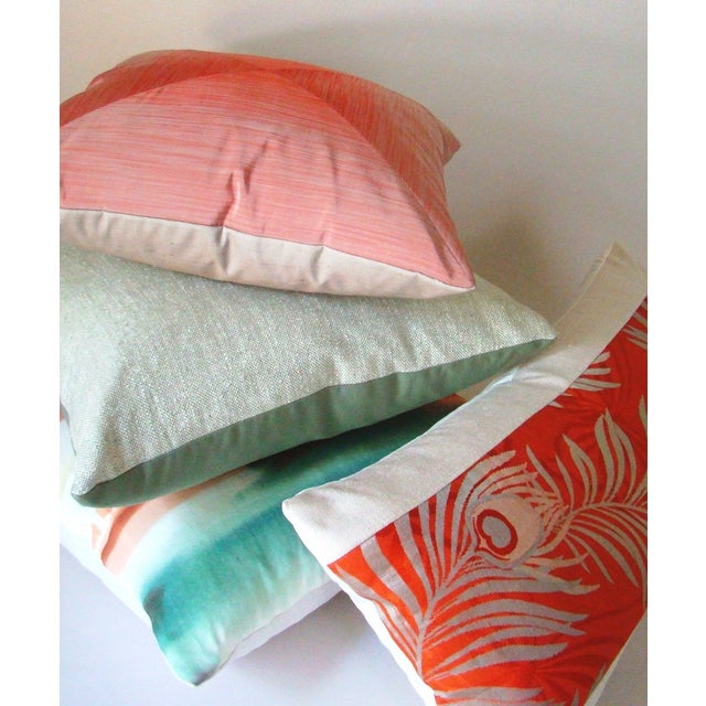 Ivory & Sage Green Raw Silk Tweed Pillow Cover Chairish