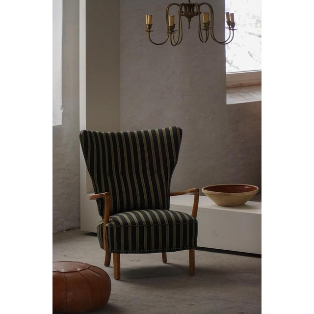 Mid-Century Modern Danish Wingback Lounge Chair in Oak by Viggo Boesen, 1950s For Sale - Image 6 of 18