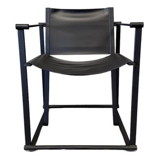 1990s Post Modern Black Leather and Metal Armchair #1 Attributed to Radbound Van Beekum for Pastoe For Sale