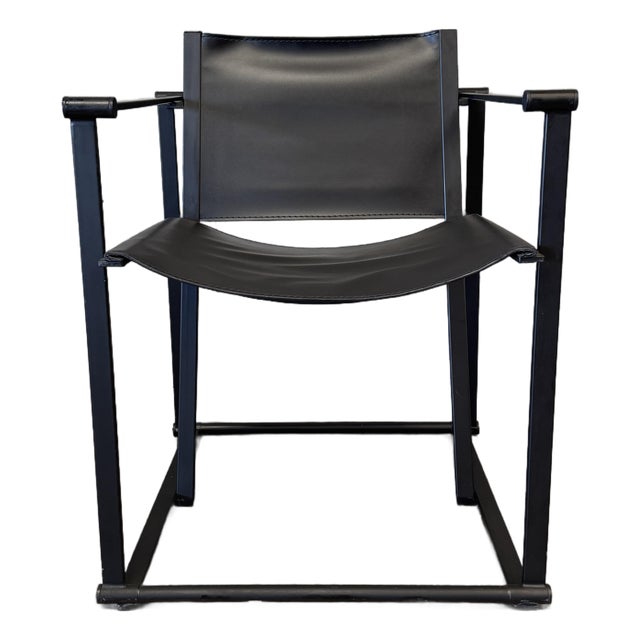 1990s Post Modern Black Leather and Metal Armchair #1 Attributed to Radbound Van Beekum for Pastoe For Sale