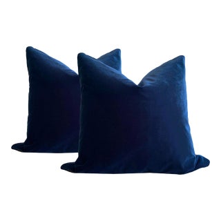 Indigo Velvet Pillow Covers - A Pair For Sale