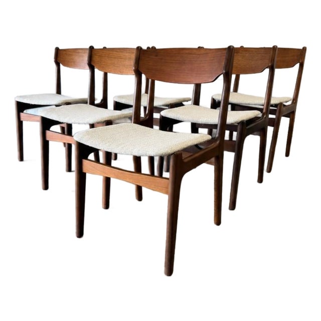 Set of 6 Vintage Danish Modern Teak Dining Chairs Attributed to Erik Buck (Buch), 1960s For Sale