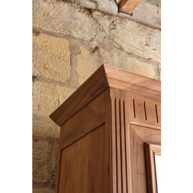 Antique Walnut Bonnetière with Beveled Mirror, 1930s For Sale - Image 6 of 9