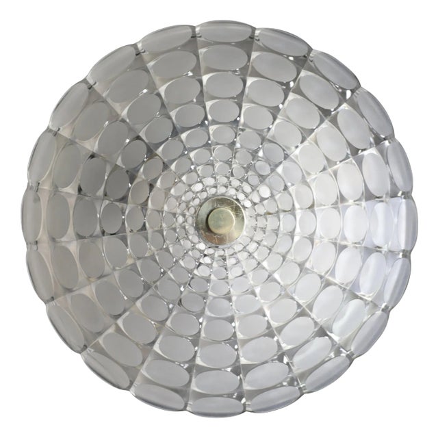 Mid-Century Modern Space Age Round Flush Mount in Frosted Glass by J. T. Kalmar for Kalmar, Austria, 1960s For Sale