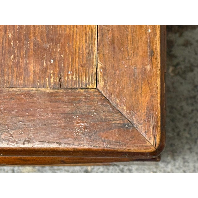 Brown Chinese Elmwood Square Side Table, Antique For Sale - Image 8 of 12