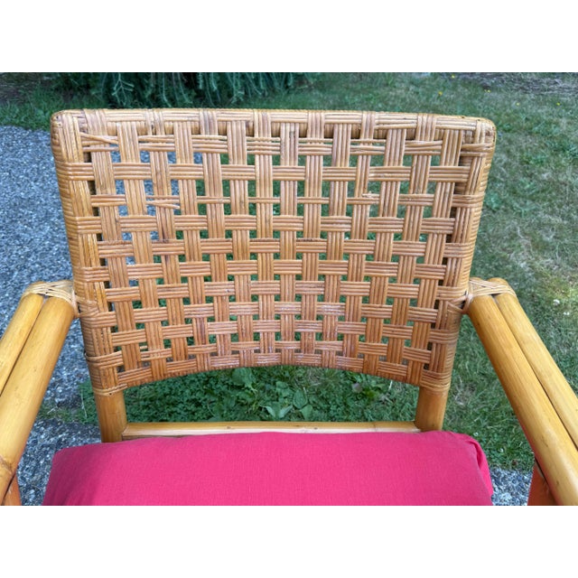 1960s Vintage Mid-Century Modern Rattan Lounge Chair Manufactured by the Company Rattan Art in the Philippines. For Sale - Image 5 of 9