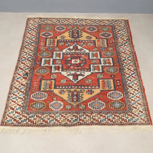 Turkish Ciammakale Rug in Wool For Sale - Image 3 of 8