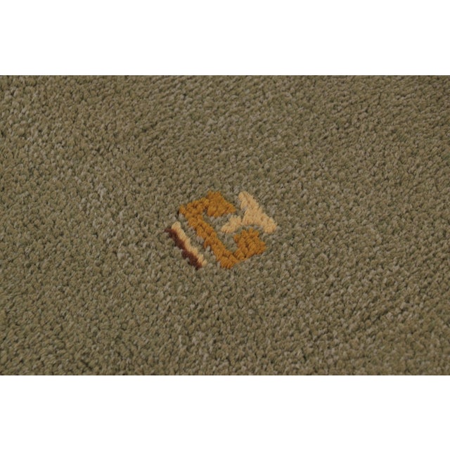 Signed Vintage Swedish Rya Rug, Light Green With Geometric Pattern - Rug & Kilim For Sale In New York - Image 6 of 8