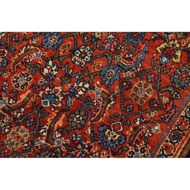 Late 19th Century 1890s Traditional Red Field Antique Shah Abbas Bidjar Hallway Runner Rug For Sale - Image 5 of 8