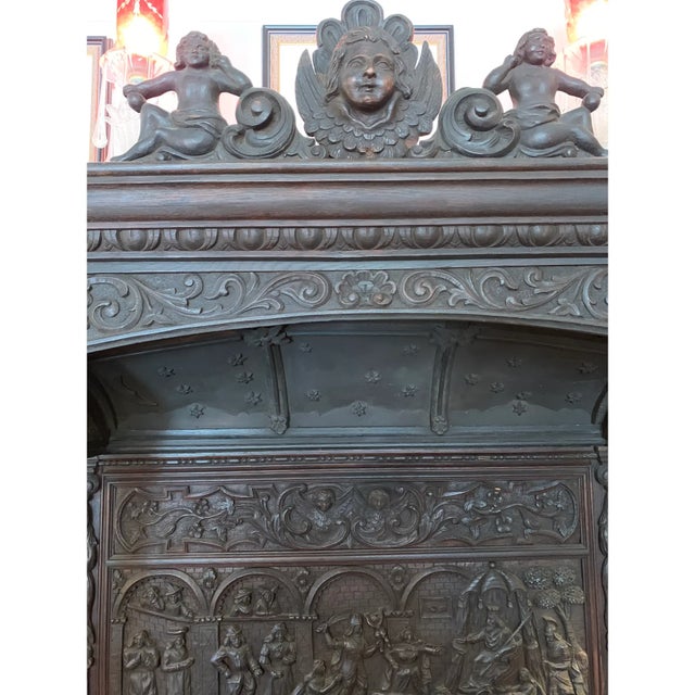 Gothic 16th Century Antique High Gothic Pictorial Bench For Sale - Image 3 of 12