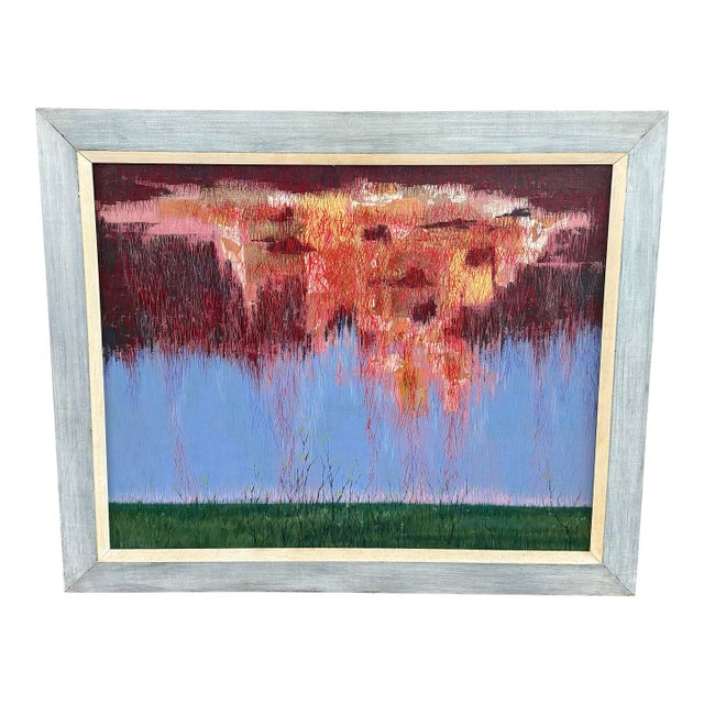 Mid Century Abstract Landscape Painting by Donald Weismann Titled "Fall Out" For Sale