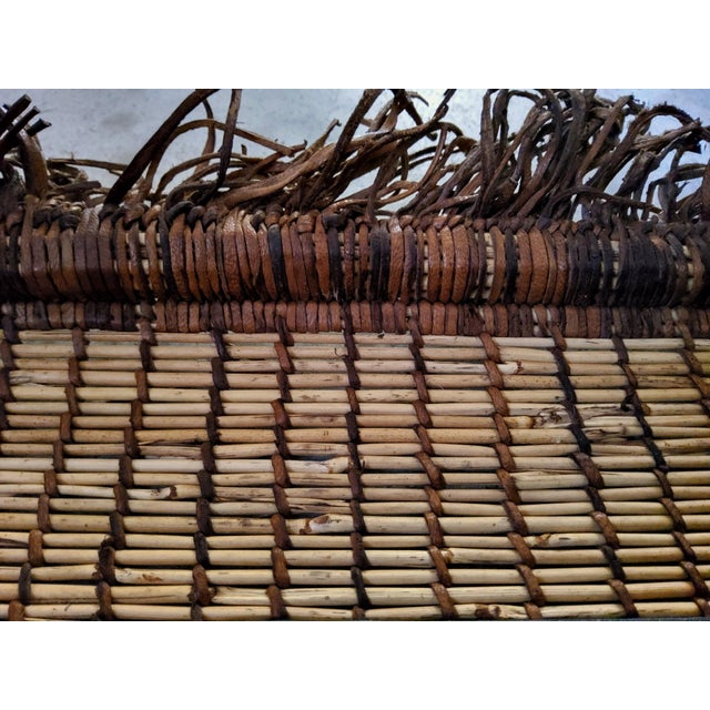 Brown Vintage Berber Tuareg Mat in Rush and Leather, 1971 For Sale - Image 8 of 11