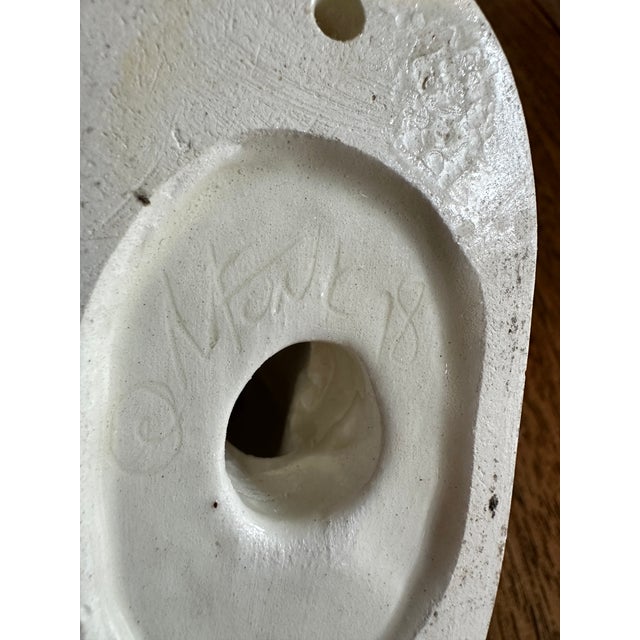 Pair of Vintage 1977 Nancy Funk White Ceramic Wall Mounted Hands - Signed For Sale - Image 9 of 11