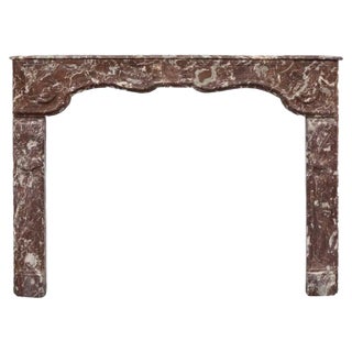 18th Century Louis XVI Hand-Carved Rouge Marble Fireplace Surround For Sale