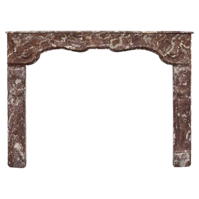 18th Century Louis XVI Hand-Carved Rouge Marble Fireplace Surround For Sale