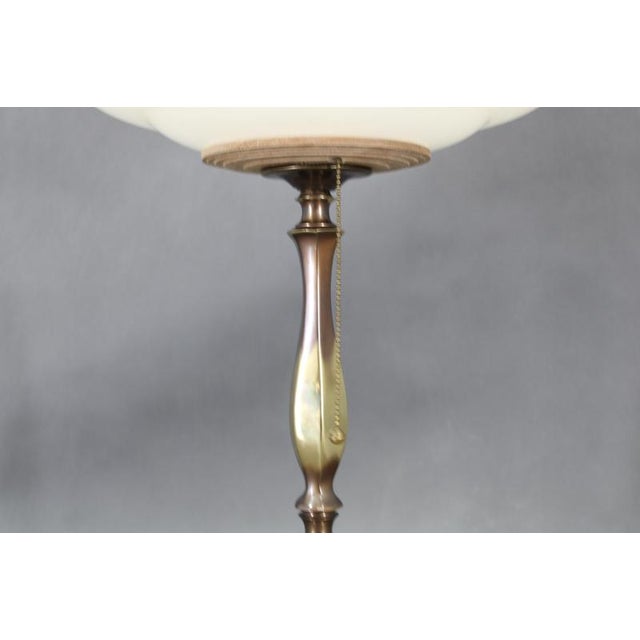 Brass Table Lamp with Glass Shade, 1940s For Sale - Image 9 of 13