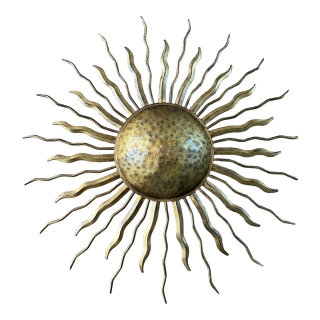 Gilded Sunburst Ceiling Mount Light Fixture-Visual Comfort For Sale